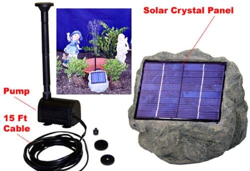 Solar Panel Rock w/ 1.2W Submersible Waterfall Pump