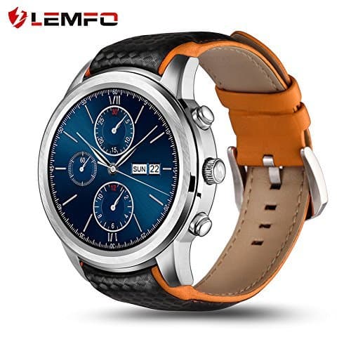 LEMFO LEM5 Smart Watch Android 5.1 MTK6580 Quad Core 1GB/8GB 3G WIFI GPS Heart Rate Monitor Cell Phone Smartwatch for Anrioid iOS (Silver)