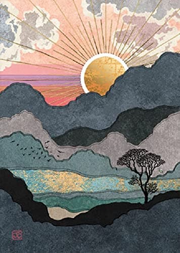 Bug Art Blank Greeting Card - Scenic Range - Mountain Sunset