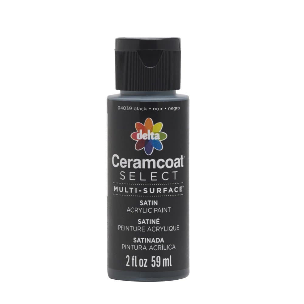 Plaid:Delta Ceramcoat Select Multi-Surface Paint 2Oz Black, Acrylic, Multicolour, 1.25x1.25x4 cm