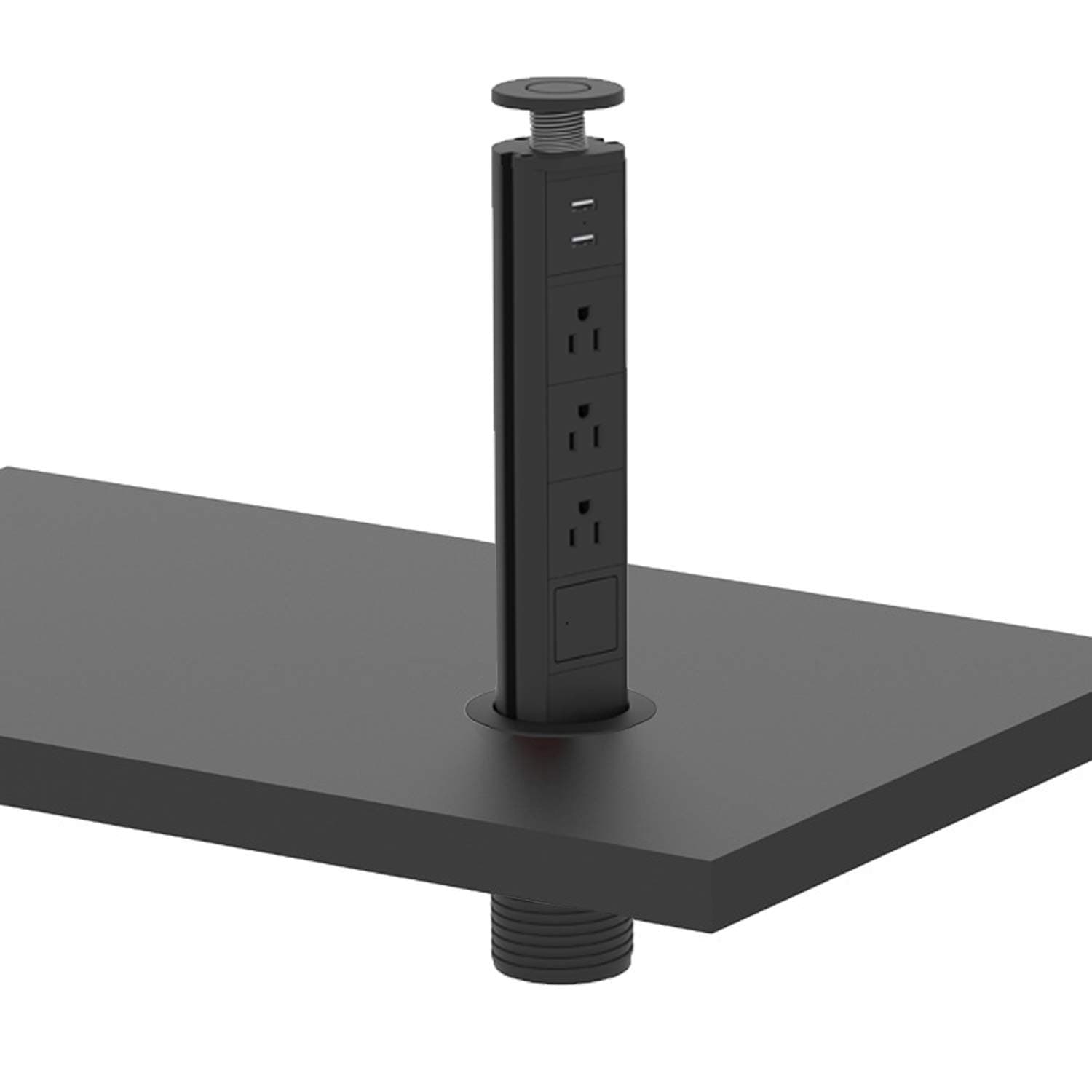 Retractable Pull Pop Up Power Outlet with 3 Outlets and 2 USB Ports,with Switch Control.2.5in Round Hole Power Grommet,6ft Power Cord,UL Approval Worktop Desk Pop Up Socket for Kitchen Counter