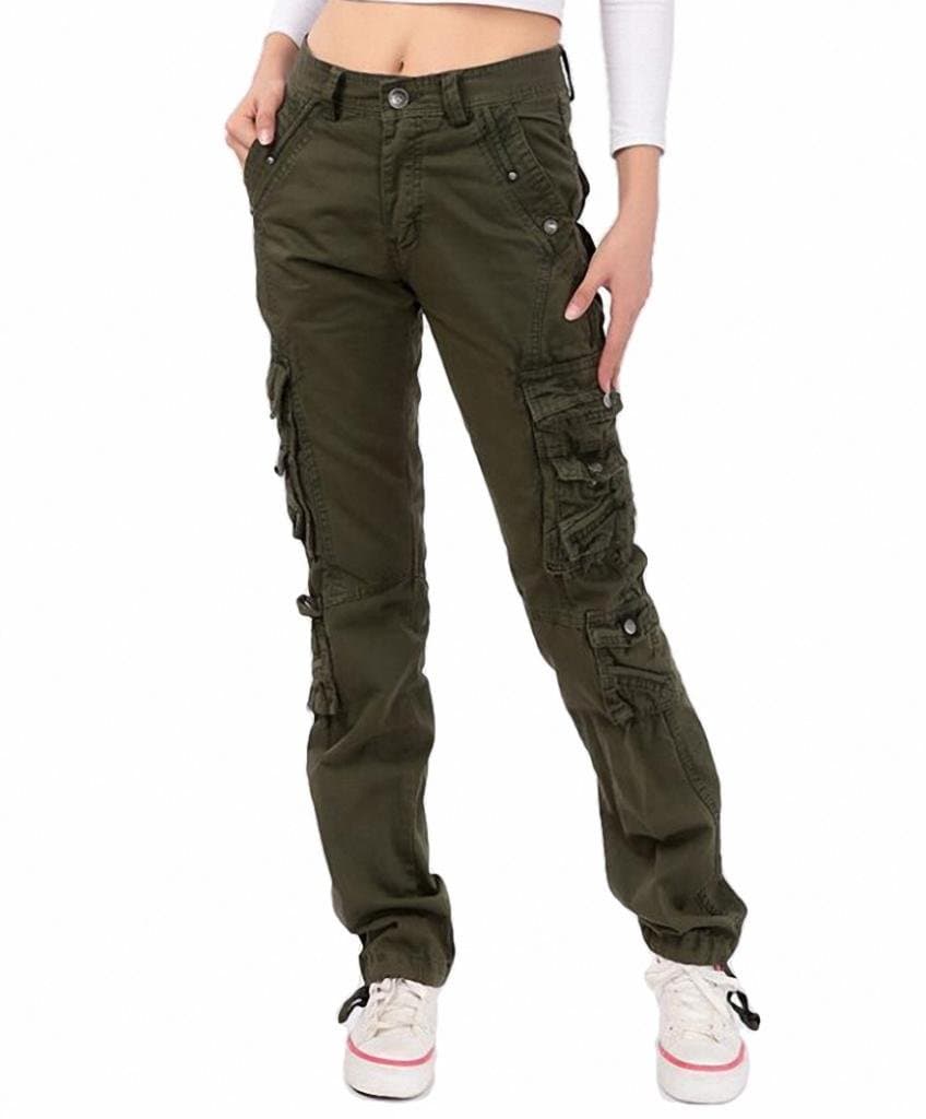 Lixmee Women'S Solid Color Regular Cargo Pants Green,Small,Green
