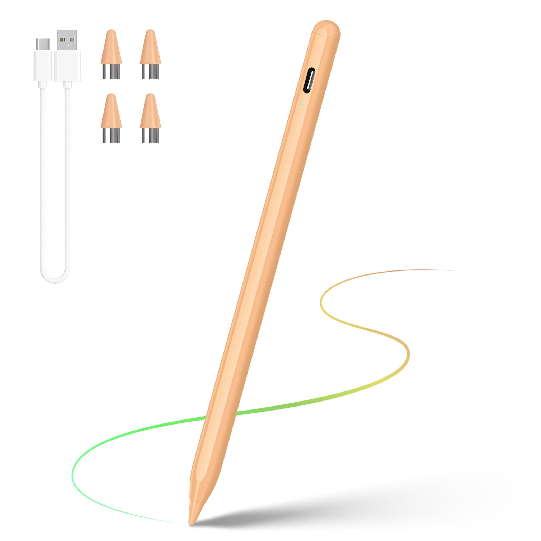 DRYMOKINI Stylus Pen for Touchscreen, Active Stylus Compatible for Android and iOS Tablet/Phones, Rechargeable Universal Stylist Pencil Compatible for A-pple/i-Pad/Phone Tablet, Peach Orange