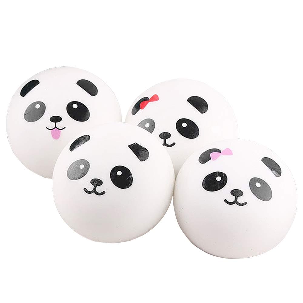 4 Pcs Squishy Panda Buns Pack with Phone Straps, Slow Rising Squishies Panda Soft and Scented Squeeze Panda Ball Stress Relief for Adults Kids Gift Bag Fillers-Great Gift for Christmas