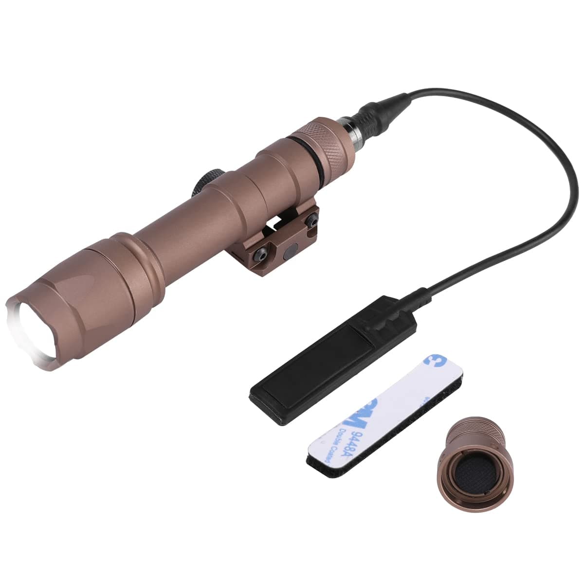 Phoking Tactical Flashlight Rifle Weapon Light M600C Mlok Flashlight LED White Light Tactical Light with Pressure Switch Tan