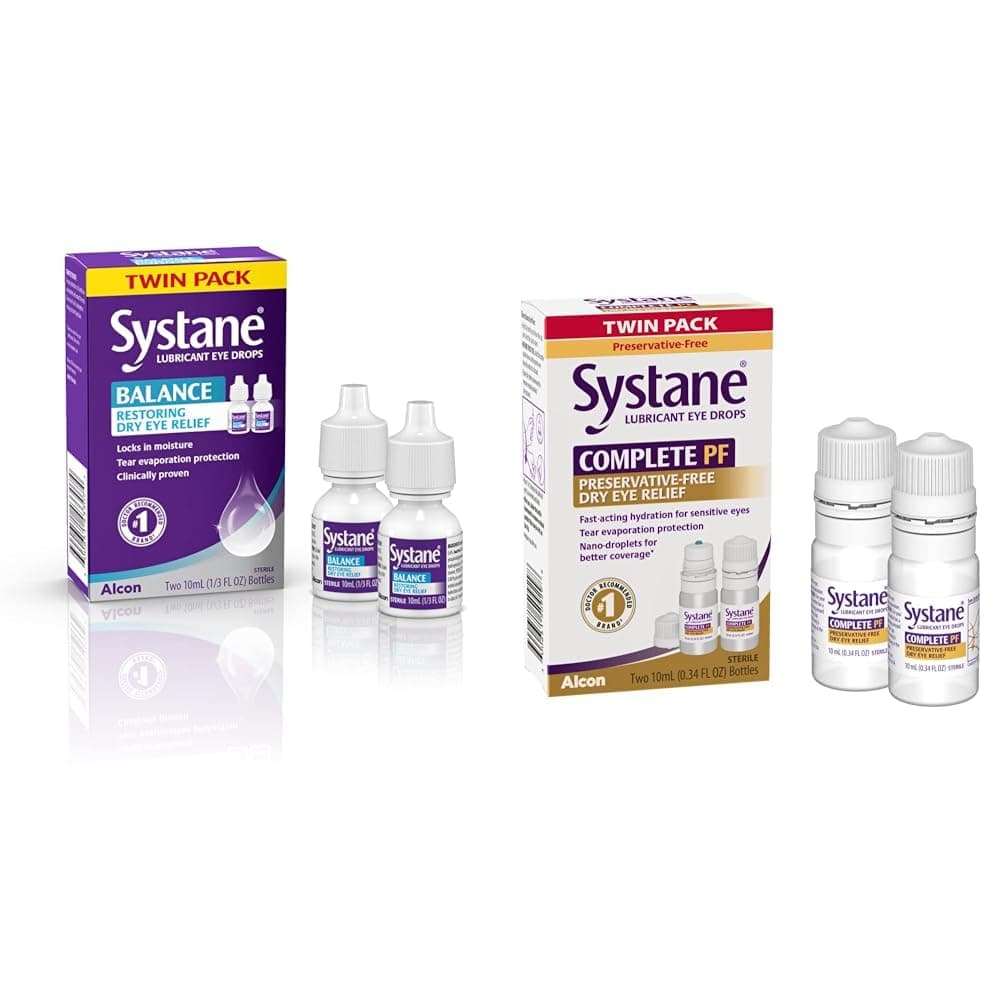 Systane Balance Twin Pack 0.33 Fl Oz Complete PF Multi-Dose 0.34 Fl Oz Dry Eye Drops