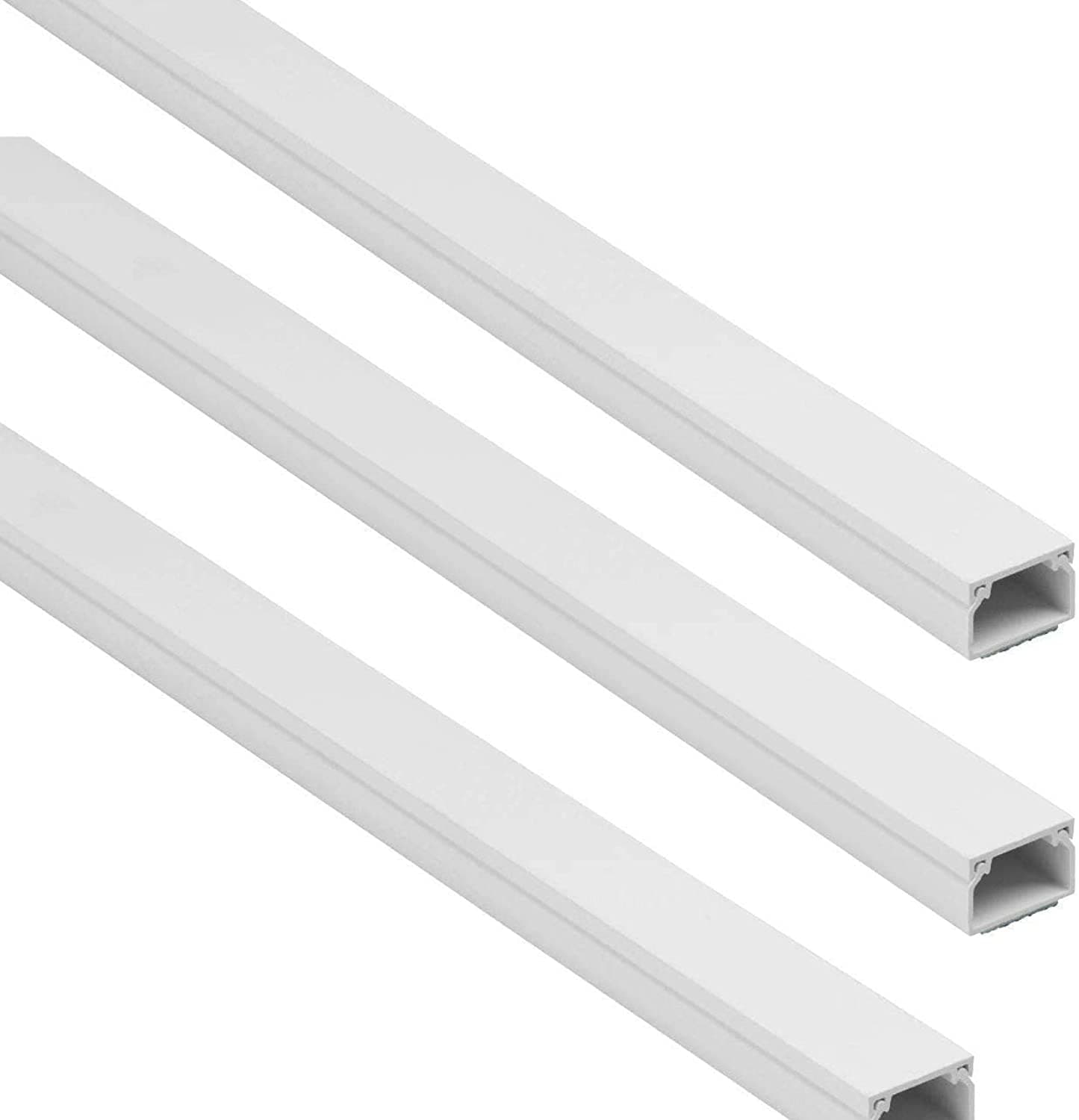 Royal Apex 90Cm Square Cable Box Self Adhesive Pvc Trunking White Wall Cord Cover Concealer On-Wall Wire Paintable Management Raceway To Hide Wires - Pack Of 1 (3Pcs 16X16X900Mm)