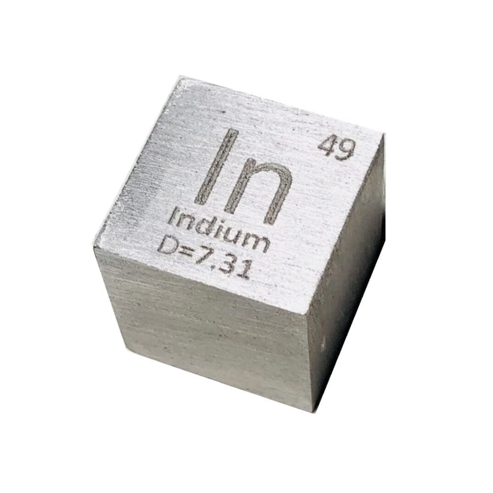 Indium Soft Metal Cube in 99.995% Element Cube Pure 25.4mm Density Cube for Element Collection Periodic Table Hunter, and More (1", Indium)