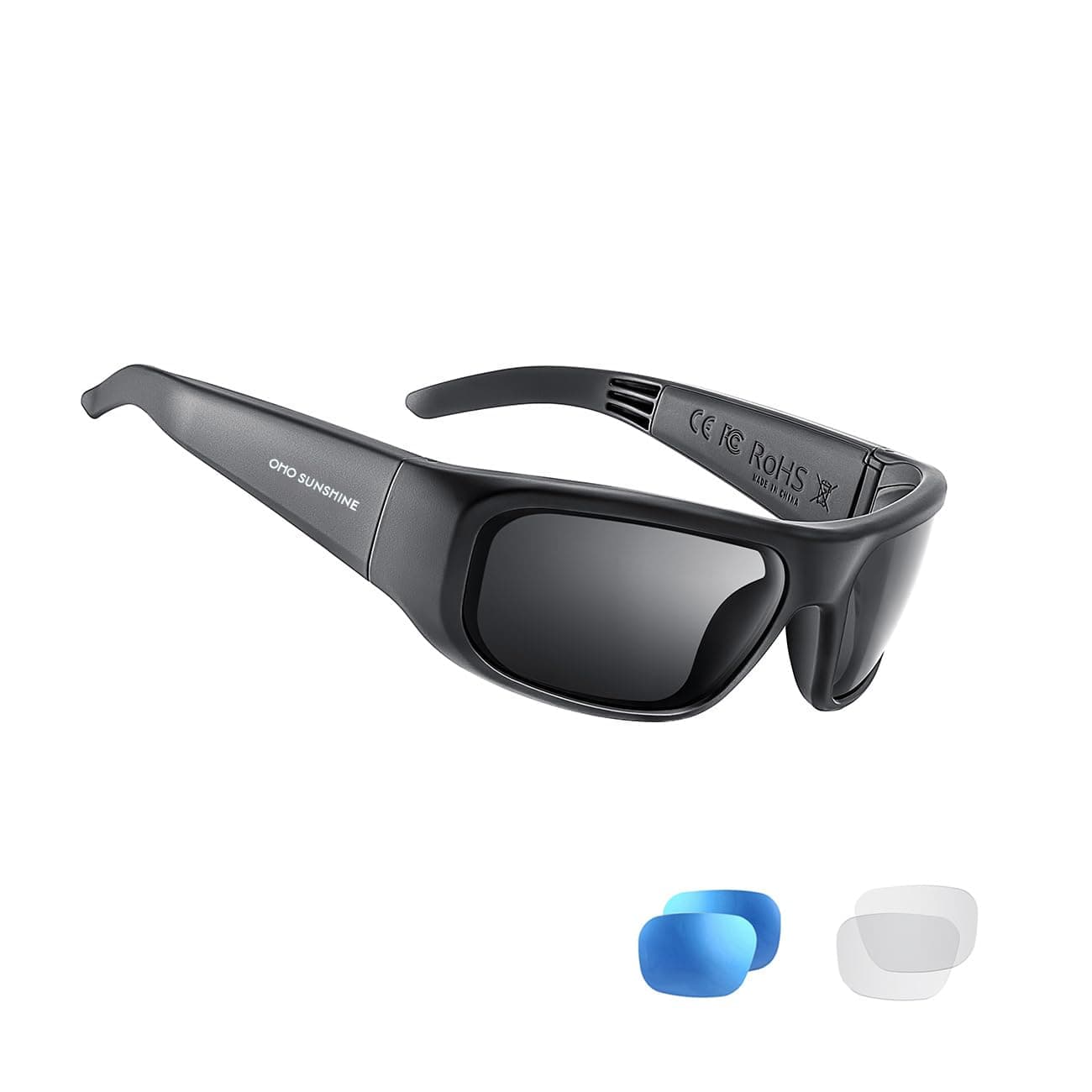 OhO Smart Glass, Polarized Sunglasses with Bluetooth Speaker, Sports / Outdoor UV Protection and Voice Control, Unisex (Grey Lens))