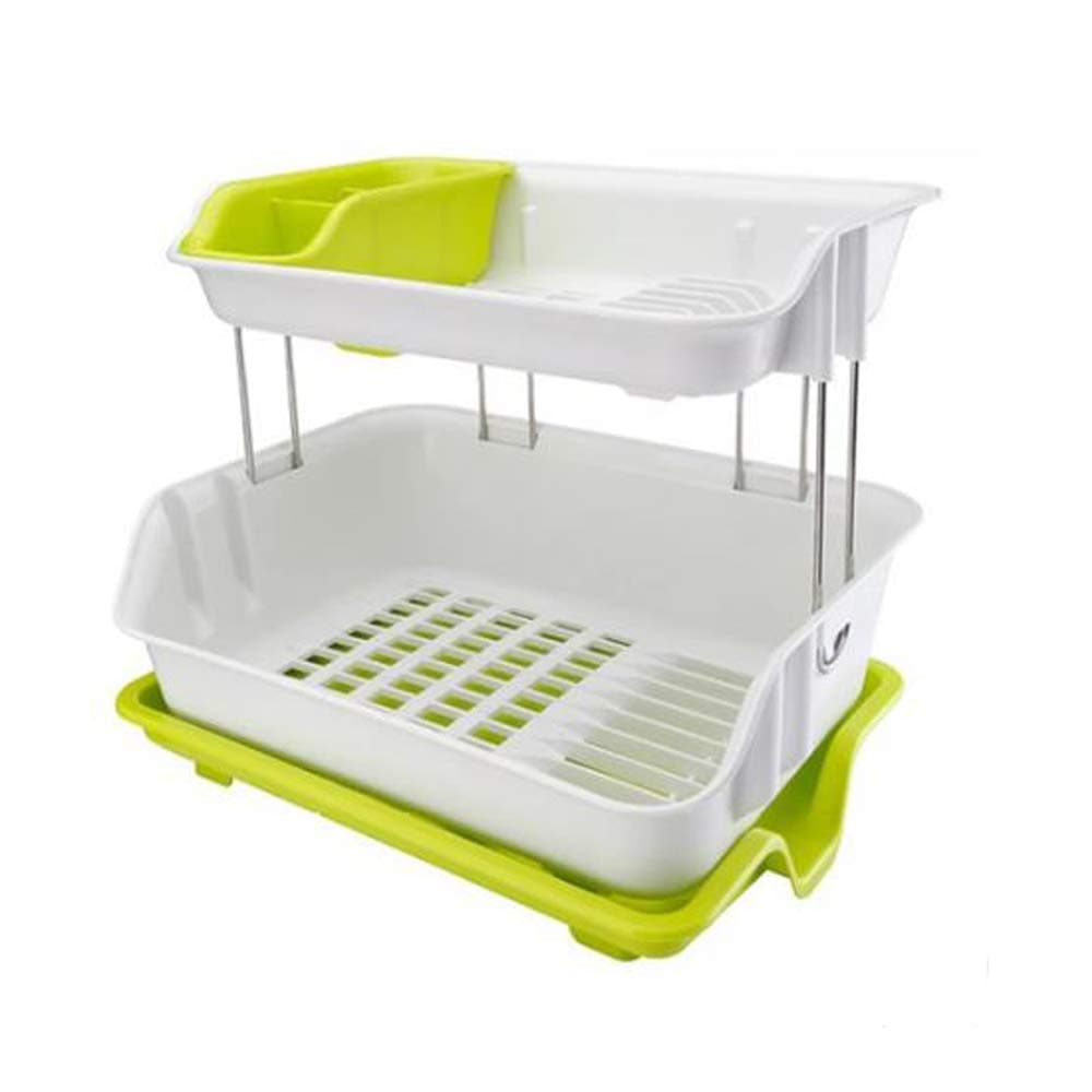 KRETIX Plastic Multipurpose Draining Dish Rack Double Layer Dish Drainer Rack (Colour May Vary)