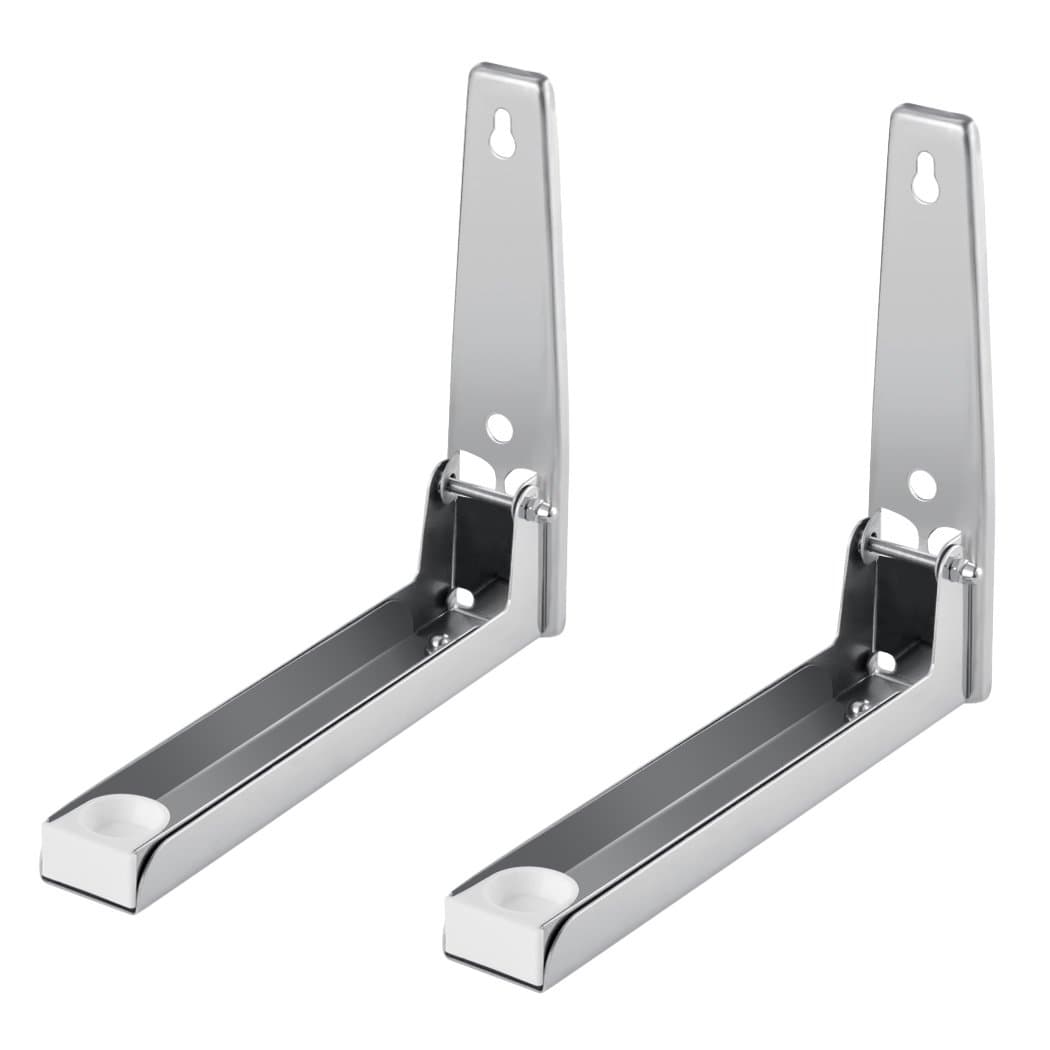 Meykey Microwave Oven Bracket Folding Shelf Wall Mounted Bracket Strong Stand, Silver