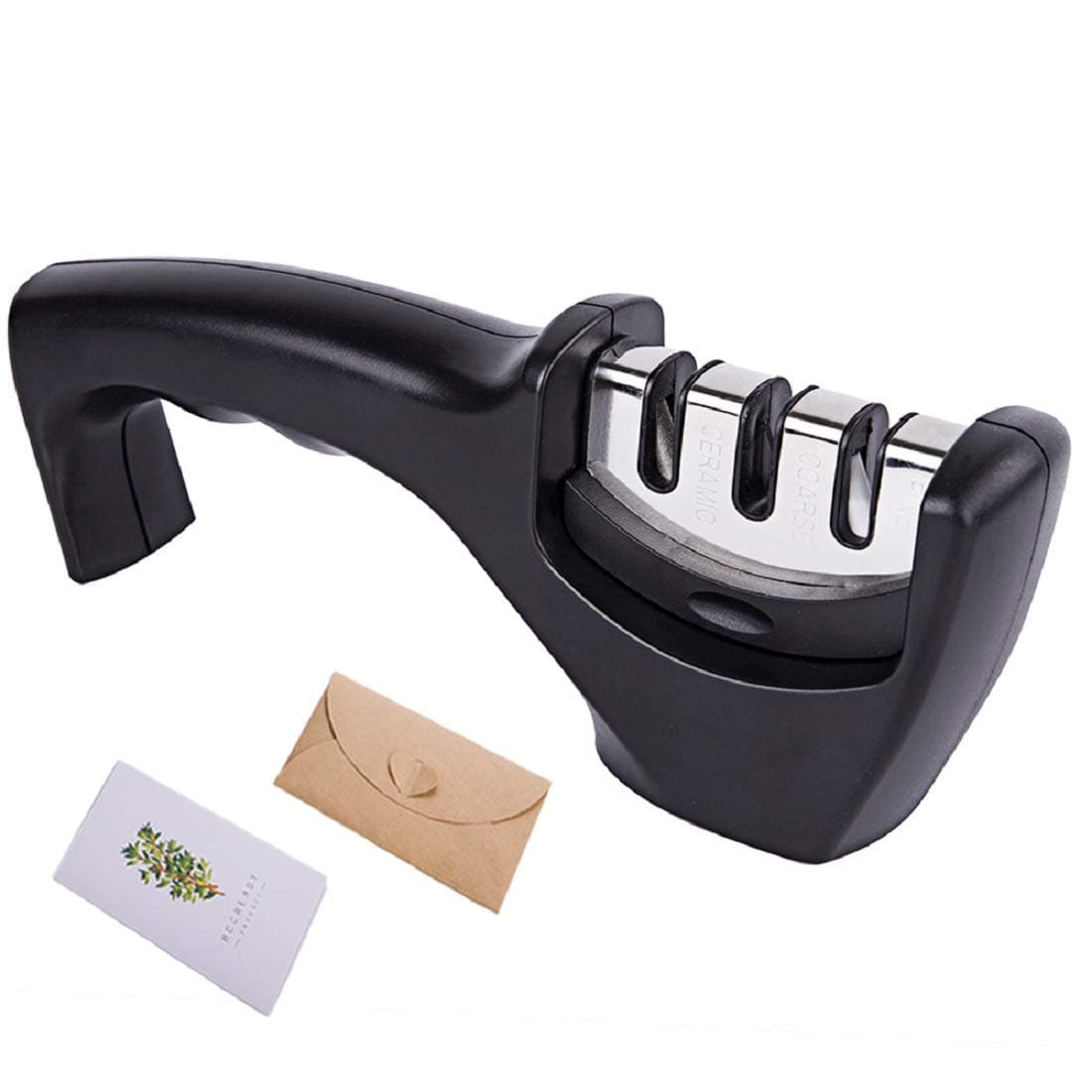 3 Stage Kitchen Knife Sharpener, Easy Cooking Life, Black