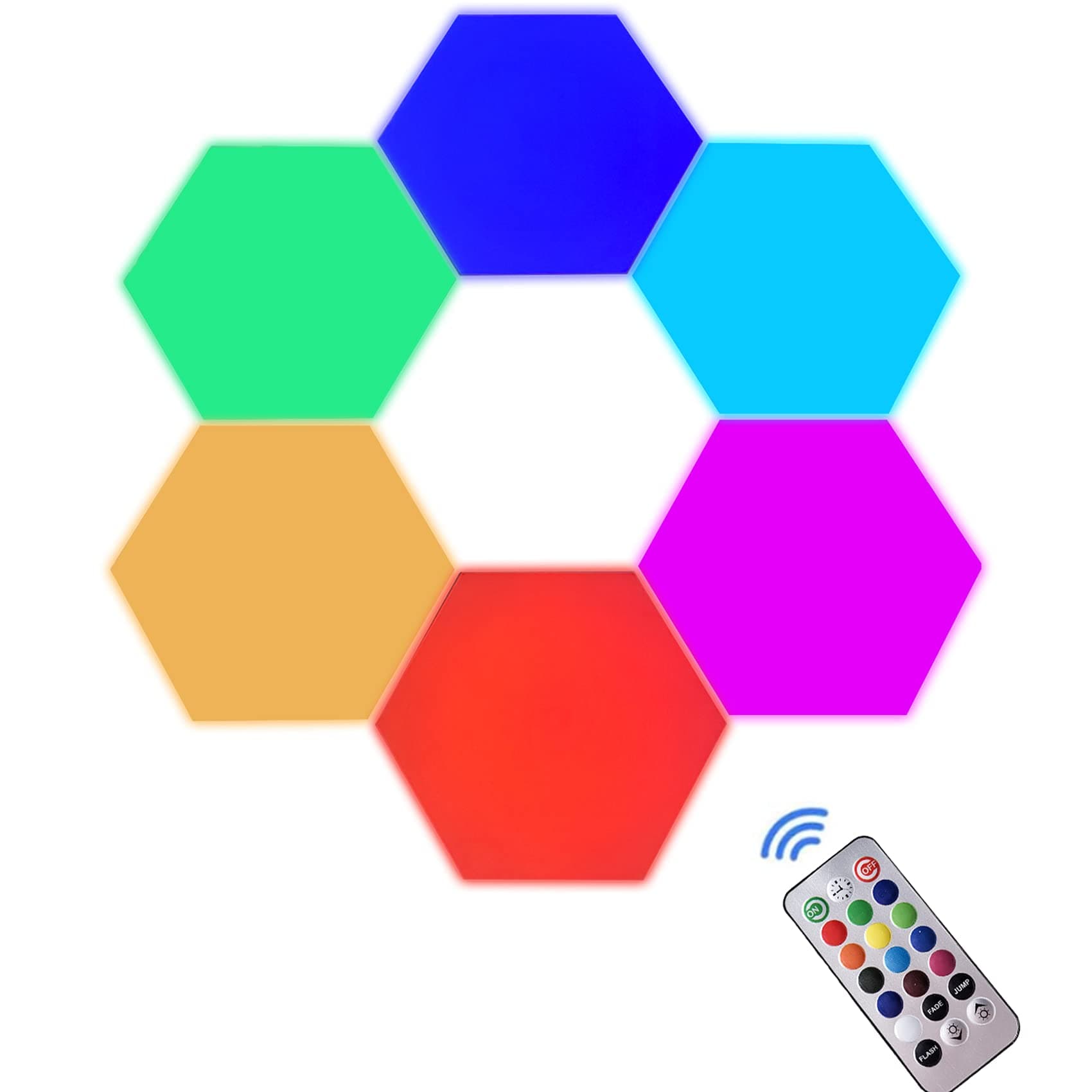 ENOKER Hexagon Wall Light,Touch Led Light with USB Power,Hexagon Magnetic Light for Creative Home Decoration,Hexagon Lights RGB Splicing,Best Choice for Bedroom Living Room Party Decor (6 PCS)