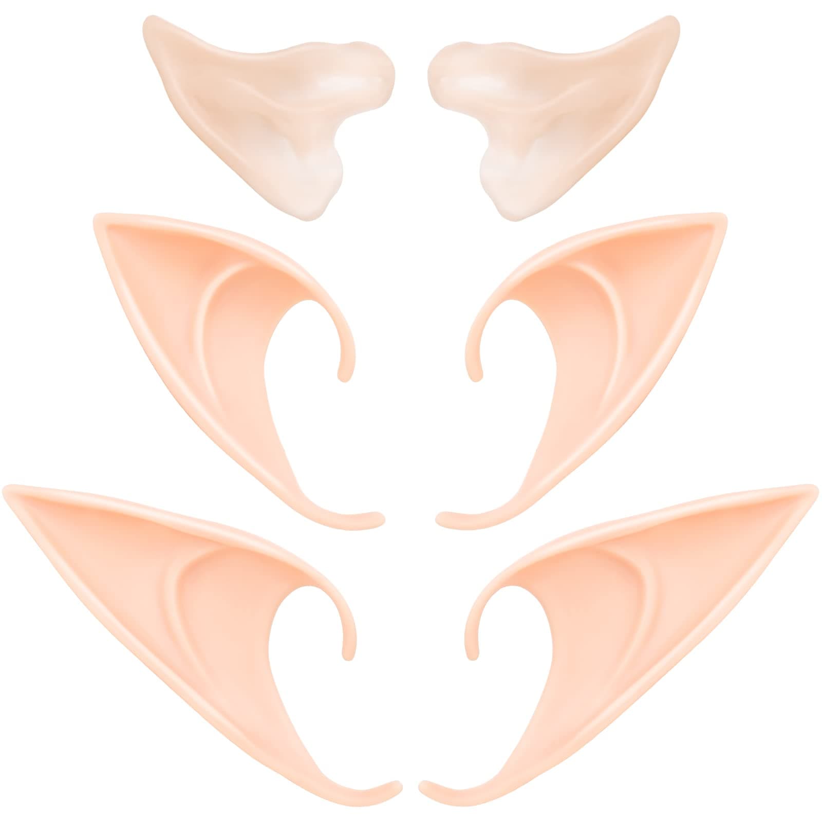 Elf Ears Cosplay Masquerade Accessories - Fairy Pixie Soft Pointed Tips Anime Party Dress Up Costume for Halloween