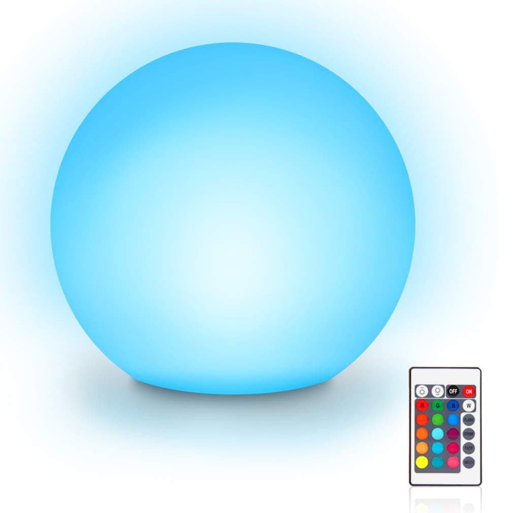 LED Mood Lamp Ball Light, Floating Pool Light with 8 Dimmable &16RGB Colours, USB Rechargeable Bedside Lamp Glow Balls for Waterproof Bath Toy Christmas Decor for Pool,Pond,Yard (6 inches/15cm) [Energy Class A+++]