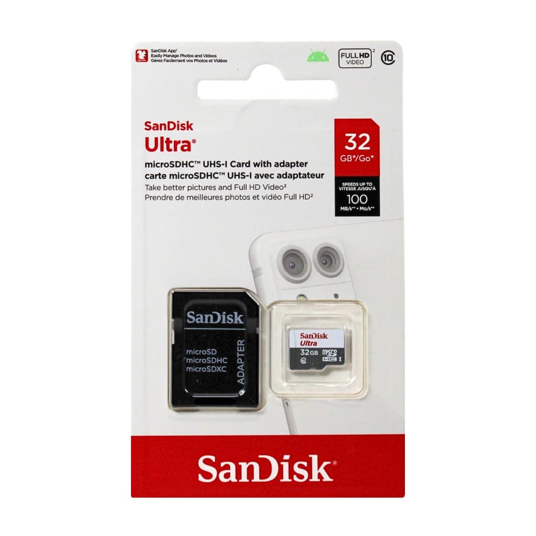 SanDisk Ultra 32GB UHS-I/Class 10 Micro SDHC Memory Card With Adapter - SDSDQUAN-032G-G4A
