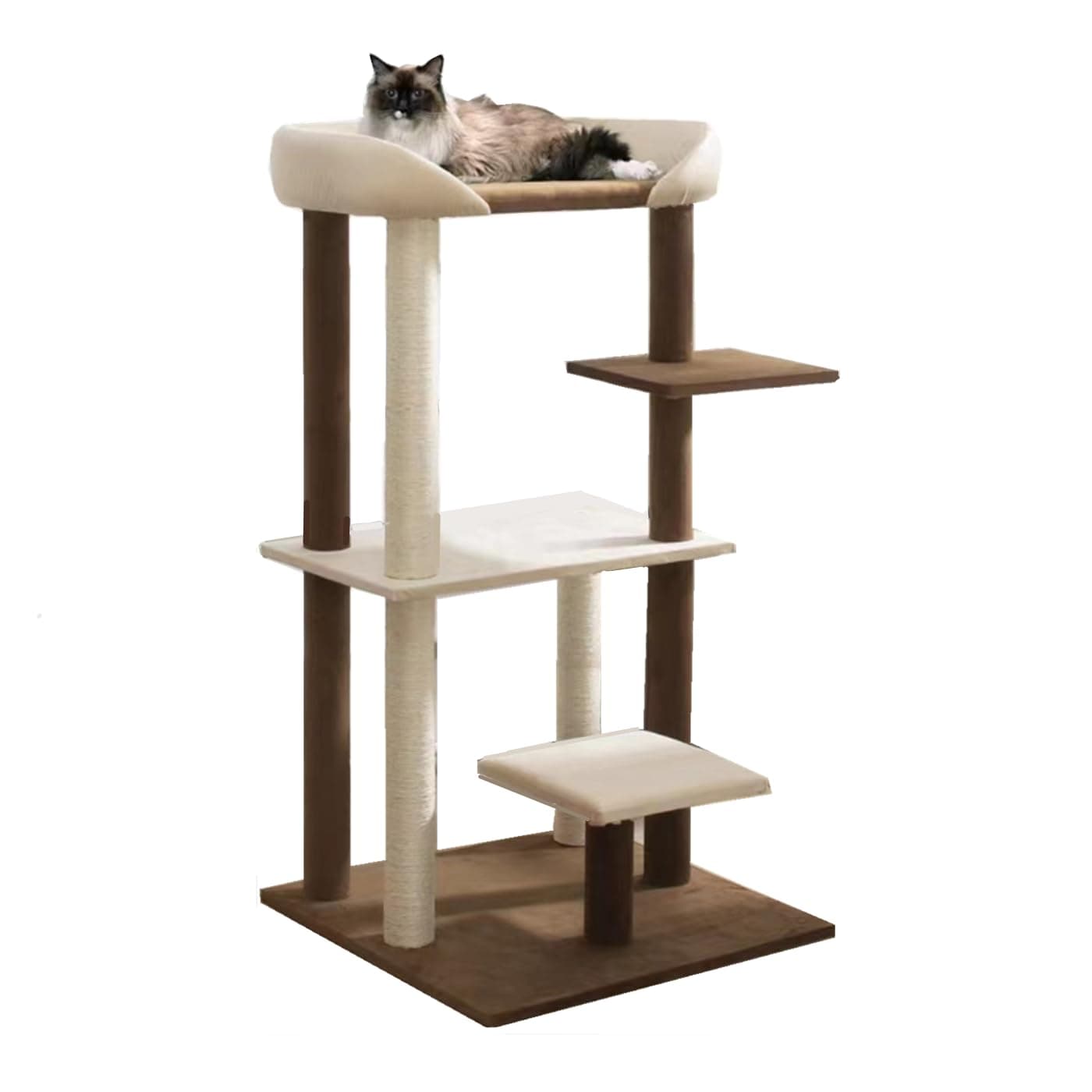SHENGOCASE Modern Cat Tree Tower with Extra Large Platform Perch Bed for Maine Coon and Big Couch Sofa for Multiple Cats