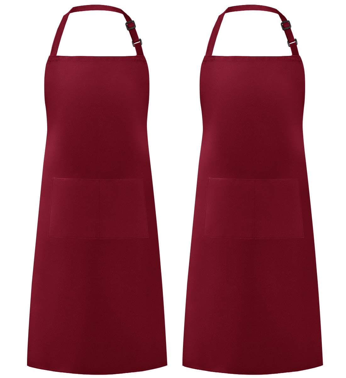 Syntus 2 Pack Adjustable Bib Apron Waterdrop Resistant with 2 Pockets Cooking Kitchen Aprons for Women Men Chef