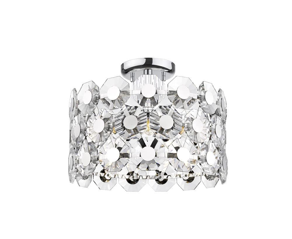 Impex Bahamas 5 Light Semi Flush Ceiling Light Chrome Crystal