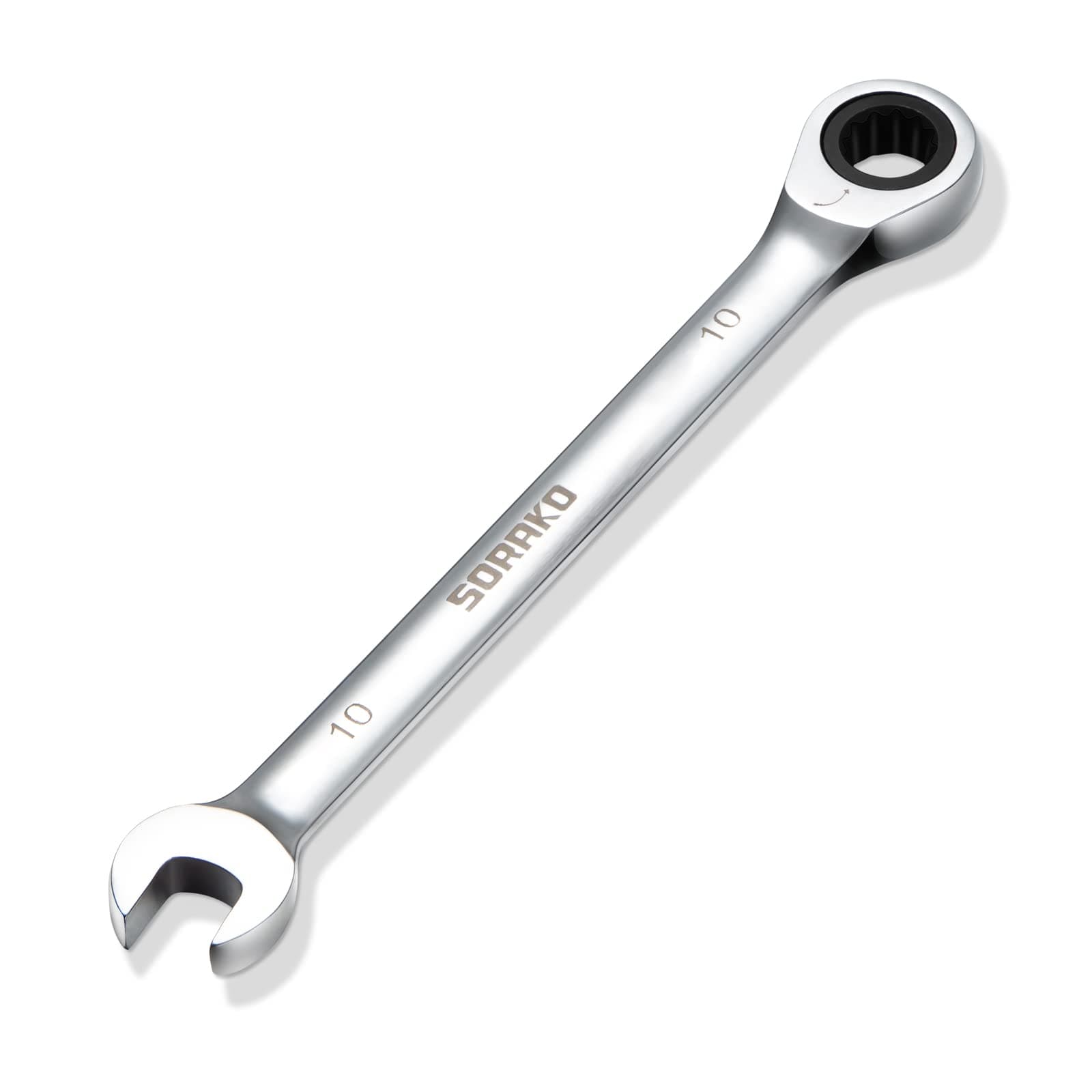 SORAKO Ratchet Spanner 10 mm, Combination Spanner Fixed Head Ratchet Spanner Combination Wrench