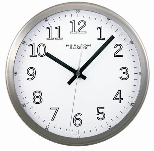 Timekeeper 9" Clock with Brushed Silver Metal Rim