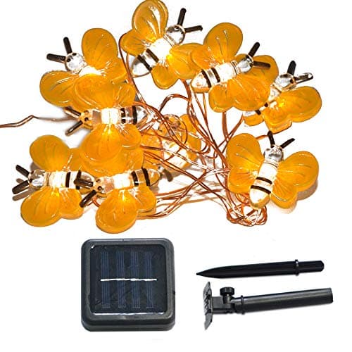 INST Outdoor String Lights, Solar Honey Bee Copper Wire String Fairy Decorative Lights 8 Modes 40 LED 21Ft Waterproof for Outdoor, Indoor, Christmas Tree, Garden, Patio, Yard, Parties-Warm White