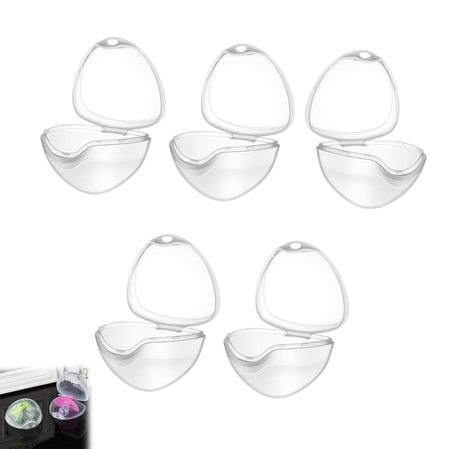 Joyzzz Dummy Case, 5 Pack Transparent Pacifier Case, Soother Pod Pacifier Holder Box for Kids, Pacifier Storage Box, Pacifier Container for Travel, Pacifier Holder Case Suitable for Babies