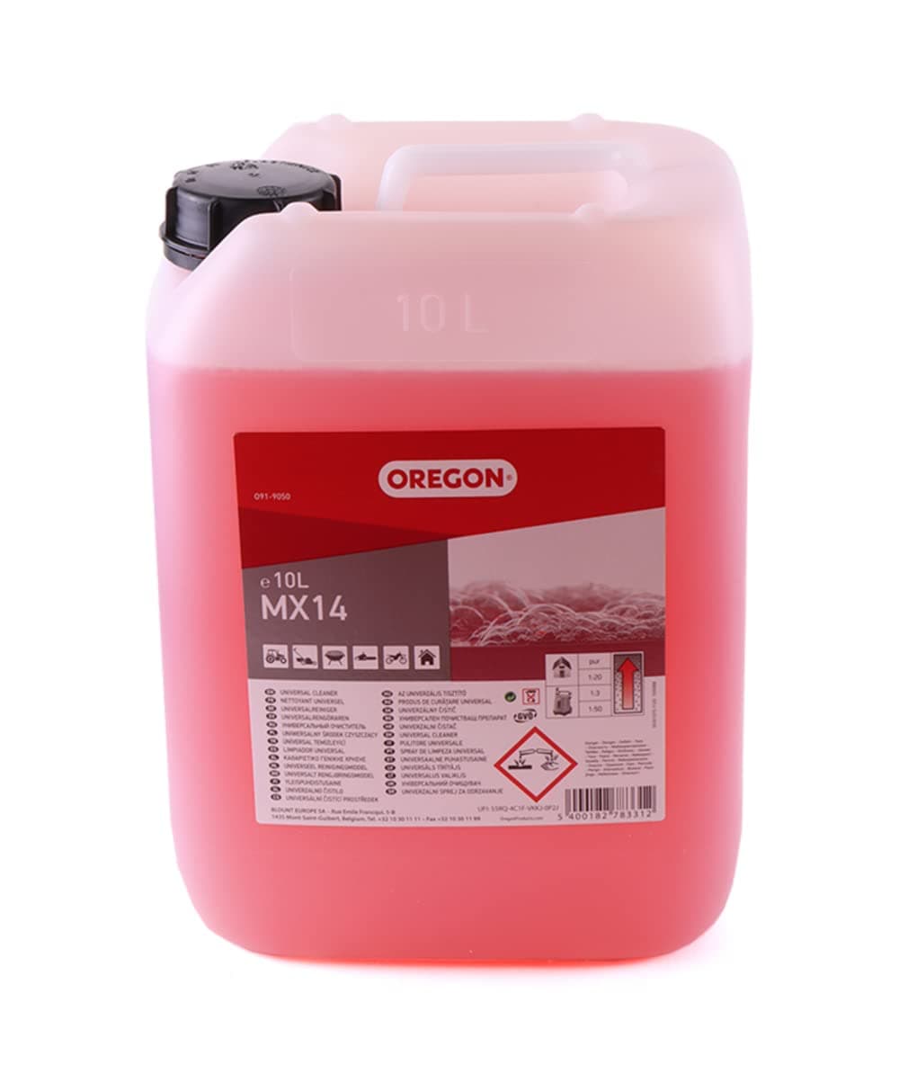 Oregon Biodegradable MX-14 Workshop Liquid Cleaner, Effective Non Toxic Universal Cleaning & Stain Remover for Clothes, Tools & Machinery, Removes Oil, Dirt, Grease & Paint – 10 Litre Bottle (O91-9050)
