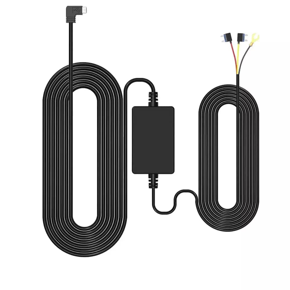 AUSHA® Mini USB Hardwire Cable Kit for 24 Hour Parking Monitoring Dash Cam 12V-24V to 5V/2.5A Low Voltage Protection Hard Wire Kit for Dashcam
