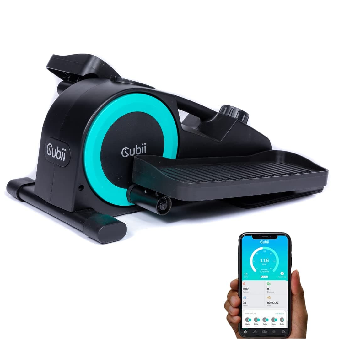 Cubii JR or JR2+ with Bluetooth Smartphone App Sync, Under Desk Elliptical, Pedal Exerciser, Adjustable Resistance, Portable, Cardio Exercise Machine