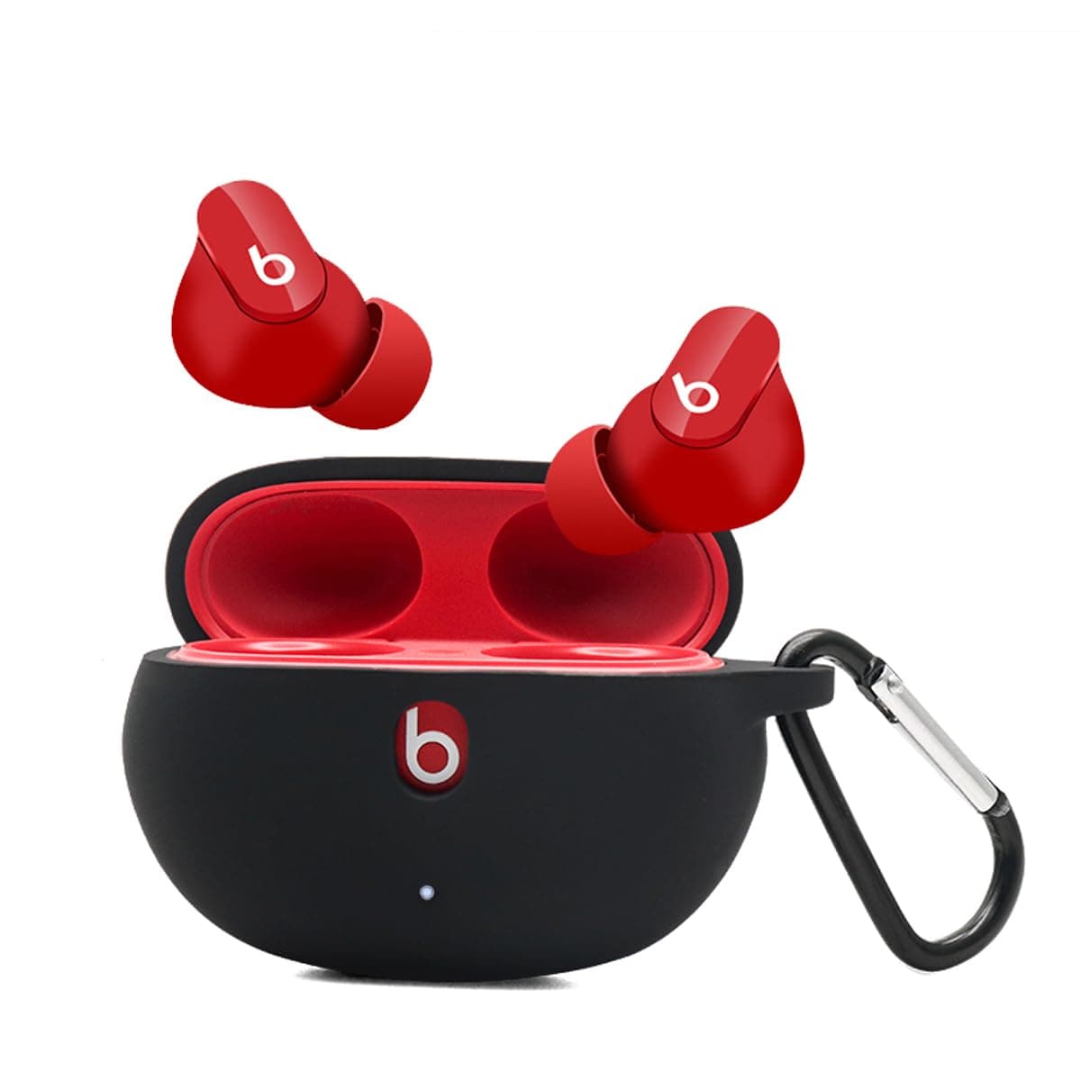 Silicone Case for Beats Studio Buds 2021/2023, Premium Shockproof Silicone New Beats Studio Buds Case Cover with Keychain. (Black)