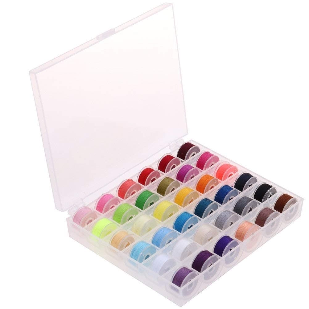 36Pcs Sewing Machine Bobbin Threads with Storage Case Box, Pre-Wound Bobbins Set for Brother/Babylock/Janome/Elna/Kenmore/Babylock/Singer Sewing Machine（Assorted Colors）