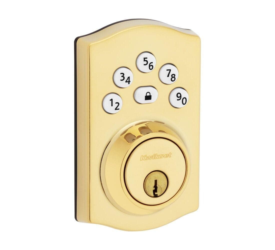 9240TRL-L03 Traditional Powerbolt Electronic SmartCode Deadbolt with RCAL Latch and RCS Strike Lifetime Brass Finish