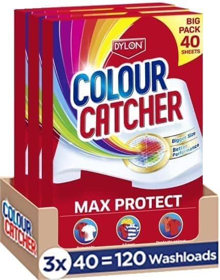 Colour Catching Max Protect Laundry Sheets 40, Helps to Prevent Colour Run and Protects Brightness | Pack of 3 | 120 Sheets