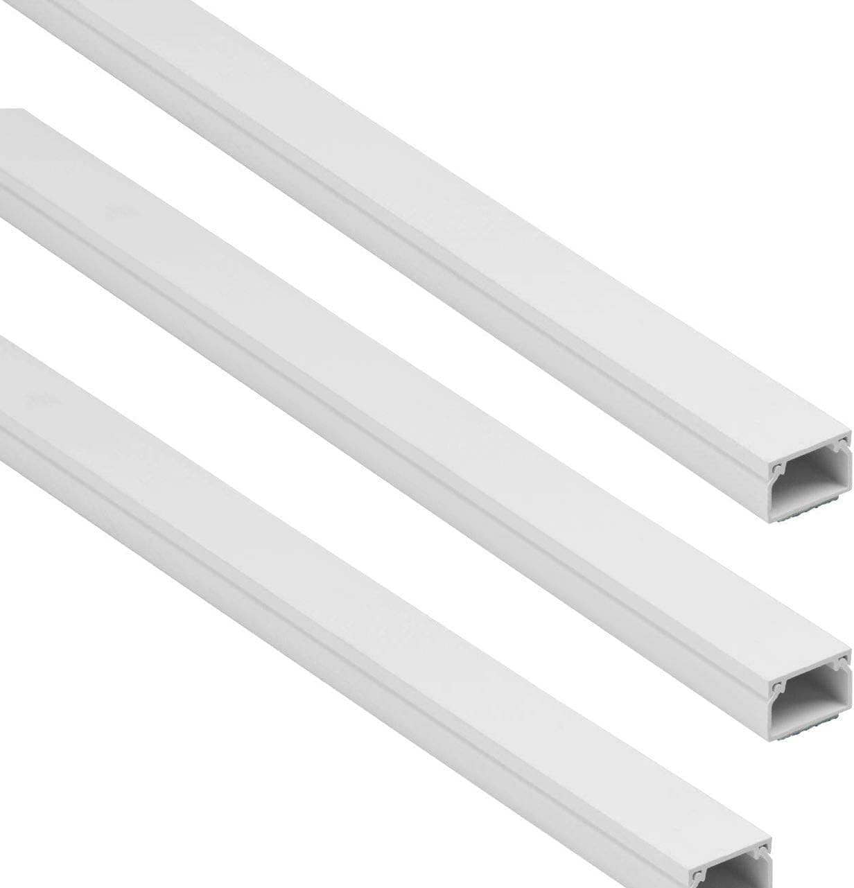 90cm Square Cable Box Self Adhesive PVC Trunking White Wall Cord Cover Cable Concealer On-Wall Wire Cover Paintable Cable Management Raceway to Hide Wires - Pack of 3 (16X16 MM)