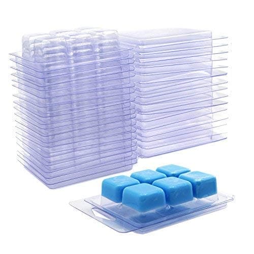 DGQ Wax Melt Molds 60 Pack Clear Empty Plastic Wax Melt Clamshells for Wickless Wax Melt Candles