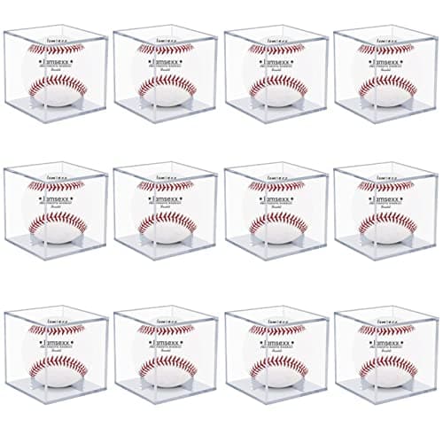 12 Pack UV Protected Acrylic Boxes for Display,Clear Display Case Baseball Cube Memorabilia Showcase Autograph Ball Protector