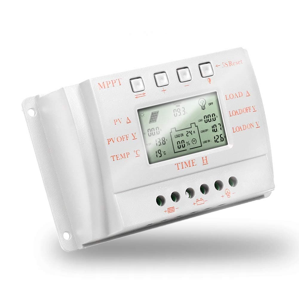 iSunergy 20A 12V/24V Solar Charge Controller with LCD Display USB Port 5V Output Intelligent Solar Panel Battery Regulator