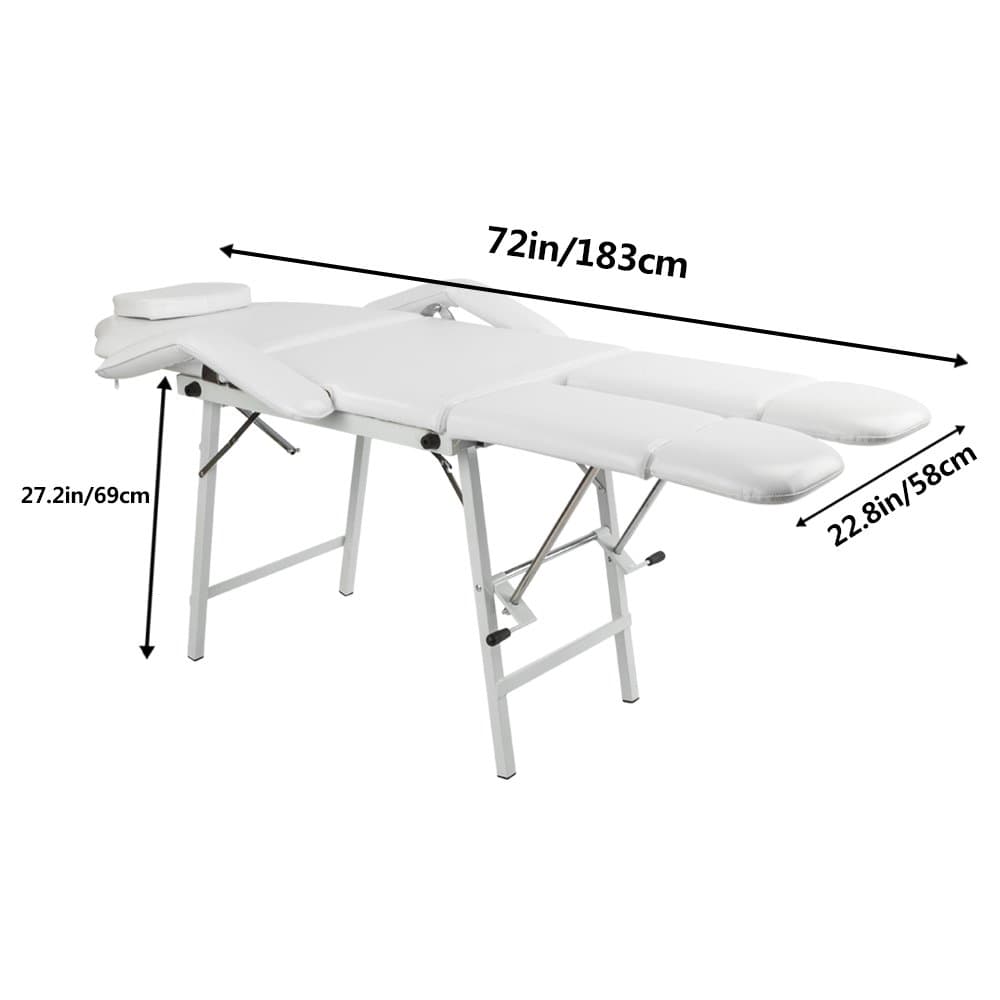 75" Adjustable Salon SPA Pedicure Massage Tattoo Therapy Bed Split Leg Chair Beauty Equipment White