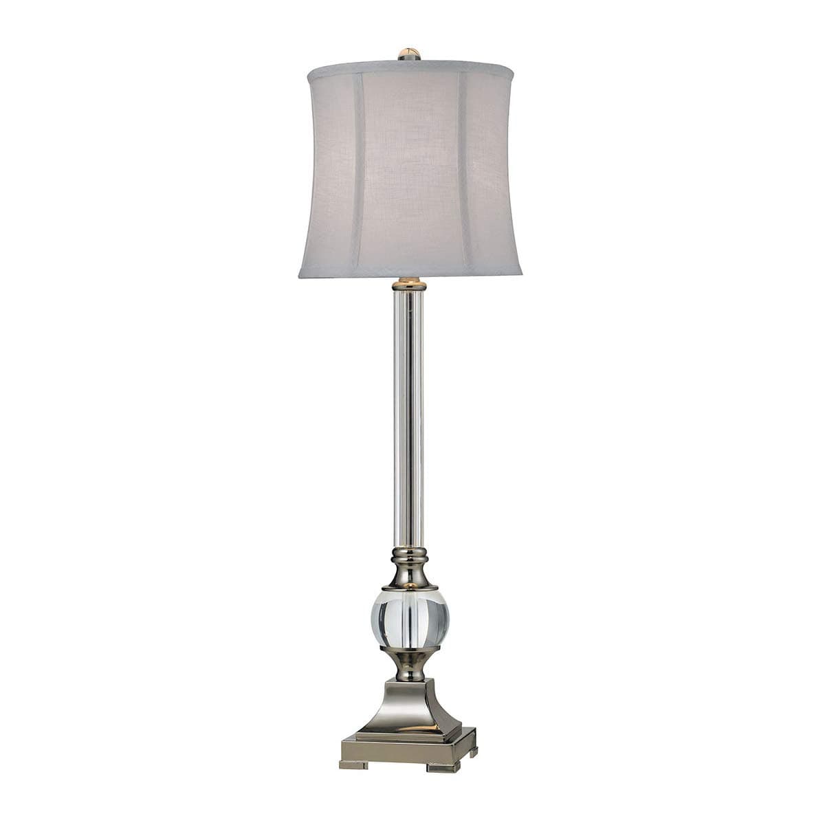 D2309 Corvallis 1-Light Transitional Table Lamp with Pure White Textured Linen Shade, 11" x 36", Clear/Polished Nickel Finish