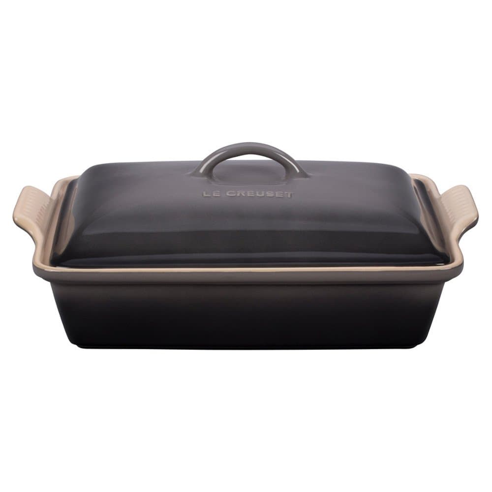 Le Creuset Stoneware Heritage Covered Rectangular Casserole, 4 qt. (12" x 9"), Oyster