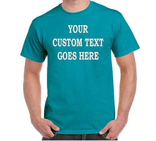 Custom T-Shirt Add Your Own Text Personalized Customized Tee Teal Tropical Blue M