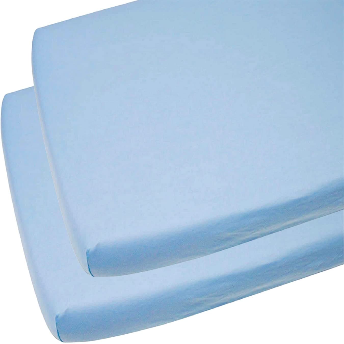 2 x Cot Fitted Sheets 100% Cotton Very Soft (60 x 120 cm) (Blue)