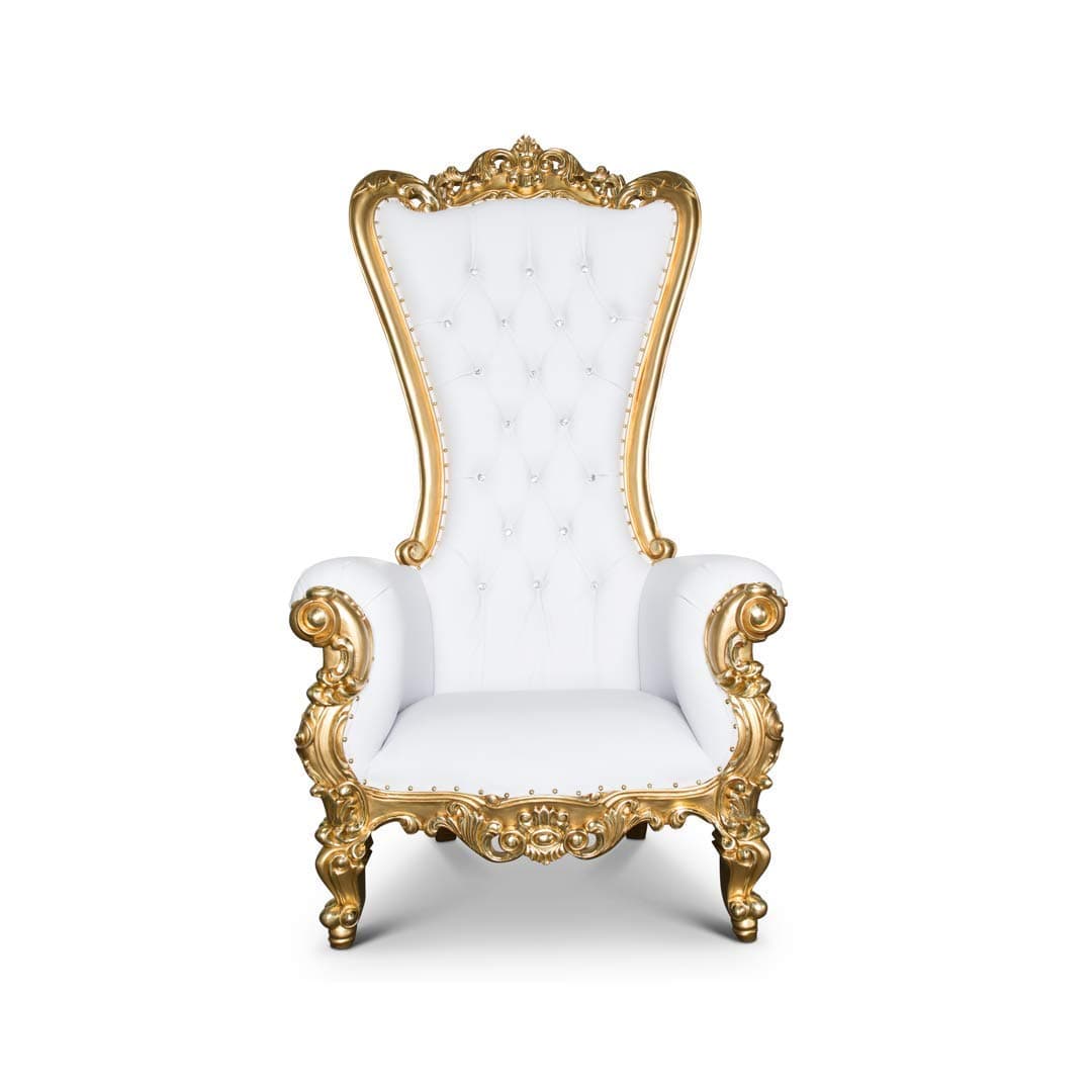 Elizabeth Throne Chair (White/Gold)