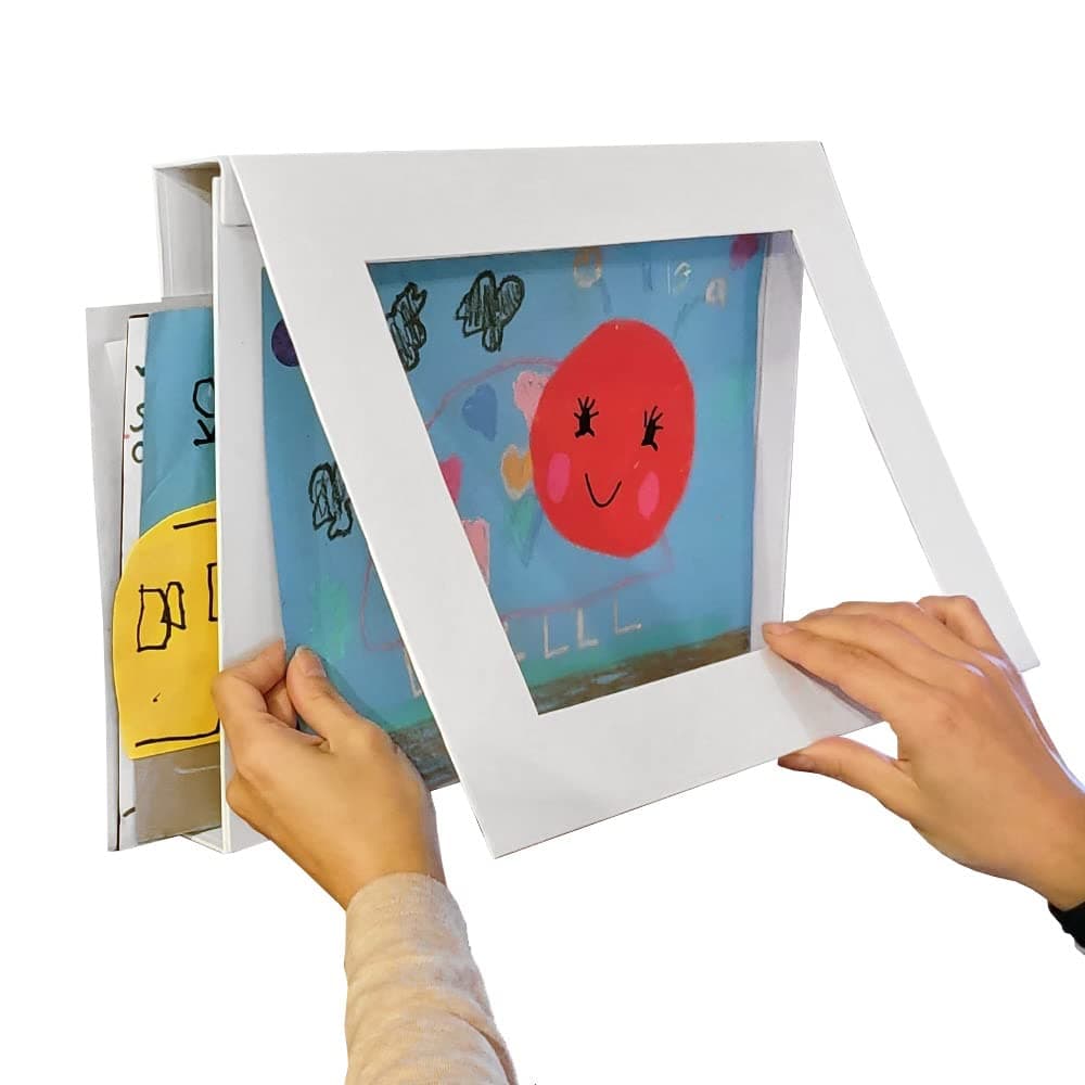 3-in-1 Kids Artwork Frame (Display, Store, Archive), Made of Lightweight Paper, Front Opening, Children’s Artwork Storage, Artwork Archive, Wall Art Gallery