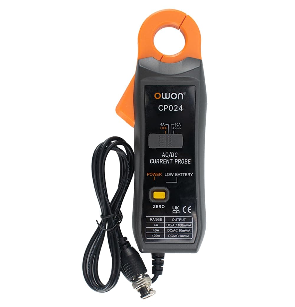 OWON CP024 DC/AC Current Probe for Digital Storage Oscilloscope 4A to 400A 200kHz Bandwidth 23mm Jaw Three-Gear Current Clamp