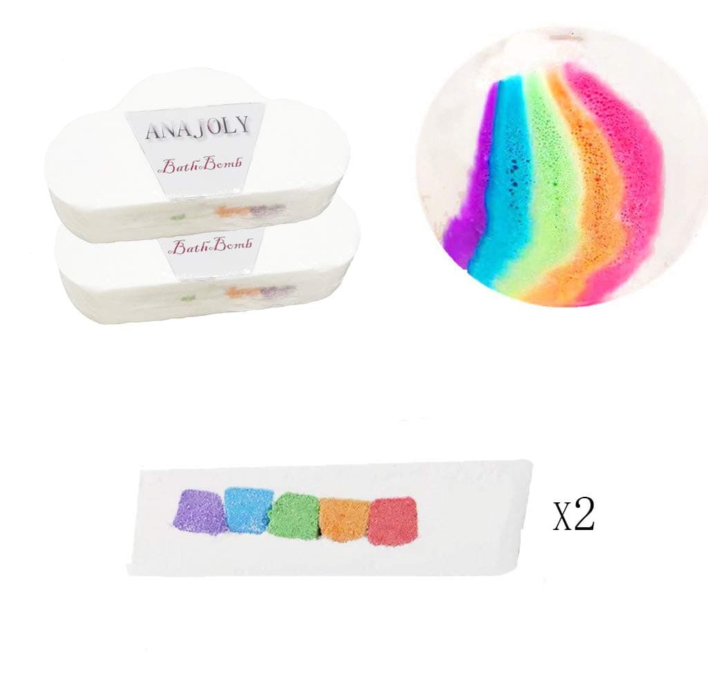 Anajoly 2 Pack Rainbow Cloud Bath Bomb, Float on Water and Release Vivid Rainbow Color, Moisturize Dry Skin, Bath Fizzy Stocking Stuffer Christmas Gift For Her, Surprise Bath Bomb,Kids Most love
