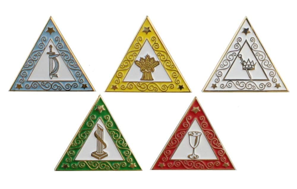 OES Eastern Star Point Set Triangle Lapel Pin One Inch Gold Plated
