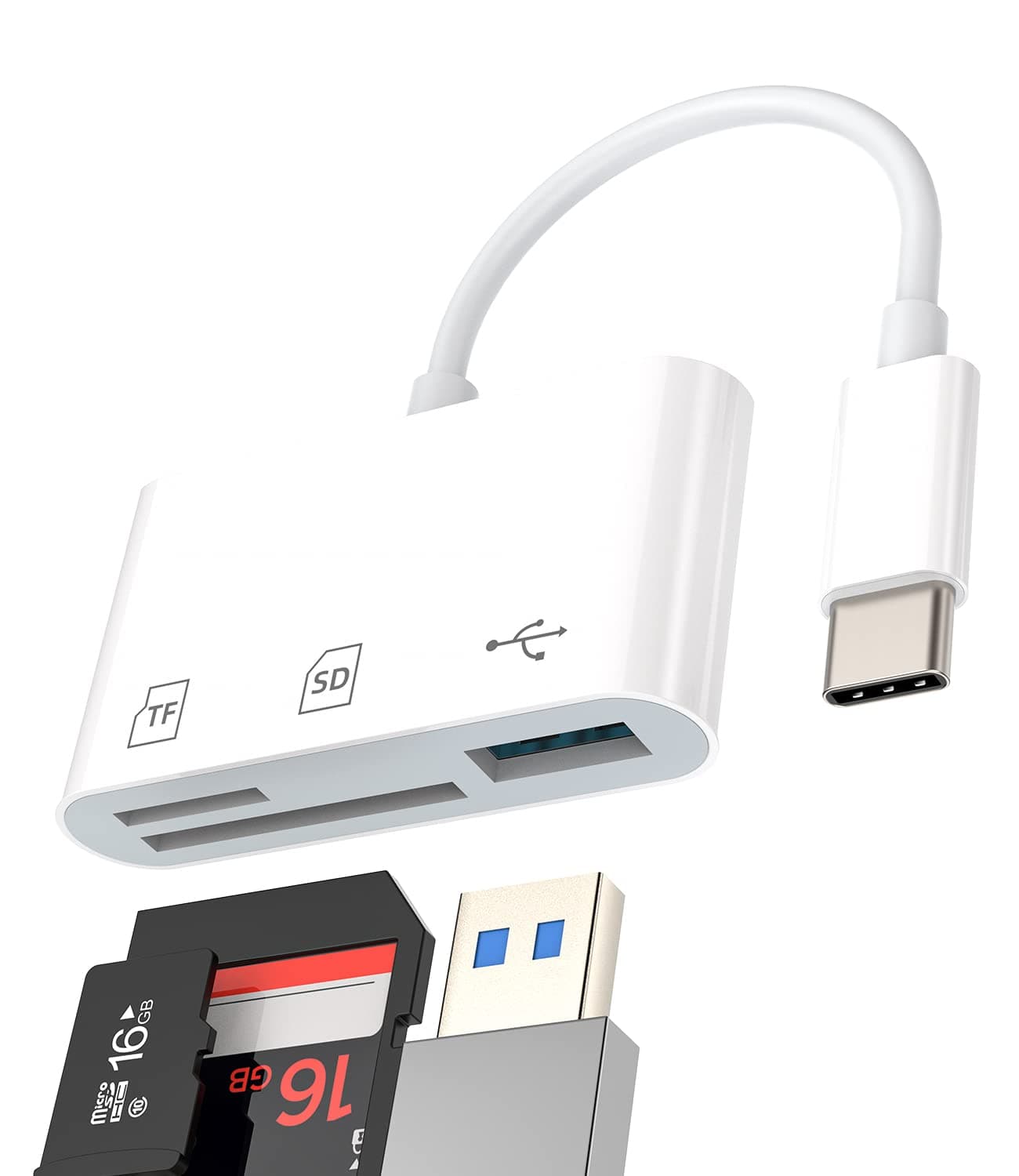 USB C Adapter SD Card Reader TF Micro USB 3.0 OTG Port Docking Station(3in1) Thunderbolt 4 Typec Dongle Cable for Samsung LG Apple IPhone15 Pro Max Plus ipad 10、Air4/5、Mini6、Pro 12.9 MacBook