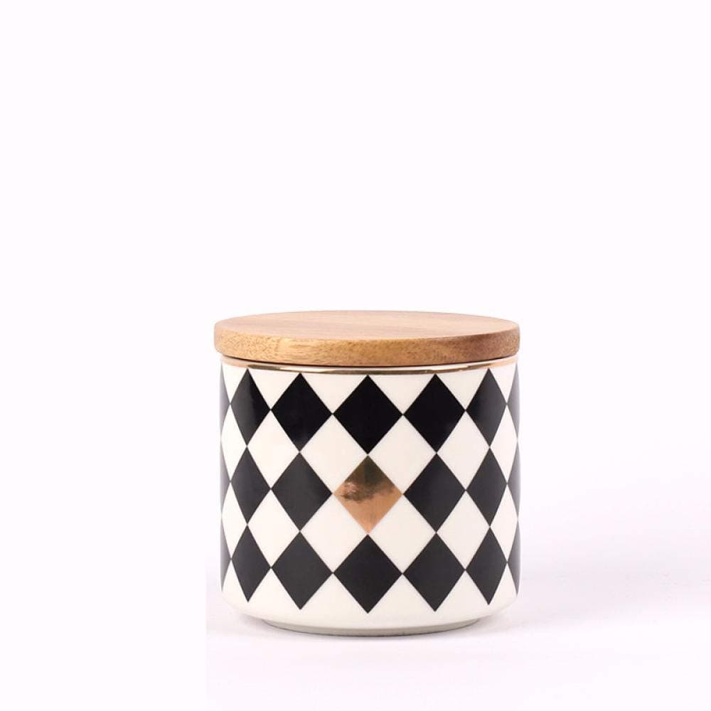 COCOCO Ceramic storage bottle cosmetic storage jar storage box black and white container-100x100mm